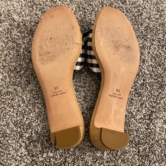 Kate Spade Lilah Gingham Knotted Bow Slide Sandals Black/White - Picture 5 of 6